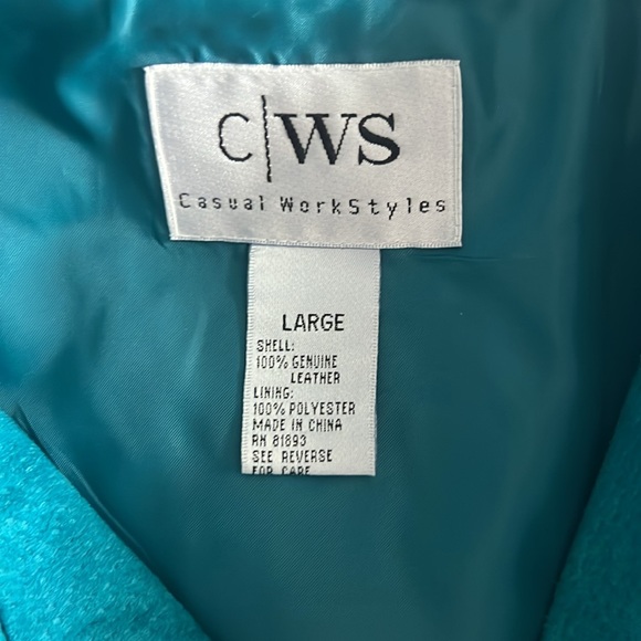 Turquoise leather jacket - Picture 2 of 3